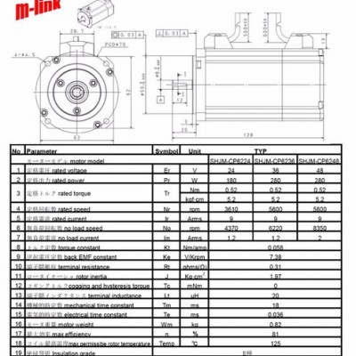 JM上海晶貌CP62直流伺服电机280W 空心杯电机图1