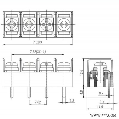 栅栏式接线端子JL7620-7.62 PCB插件端子多位接线柱电器连接配件图5