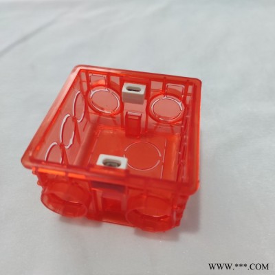 红色透明款拼装线盒86型墙壁开关插座底盒暗装接线盒 家装彩红色塑料扣PVC阻燃拼装线盒图3