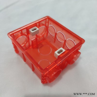 红色透明款拼装线盒86型墙壁开关插座底盒暗装接线盒 家装彩红色塑料扣PVC阻燃拼装线盒图2