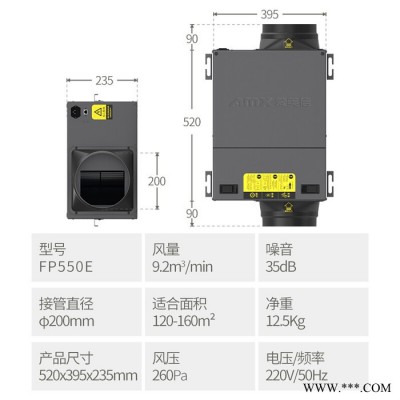 AMX爱美信F800 单向流新风机净化送风机大风量单向静音风机别墅新风机净化新风系统厂价直销设计安装