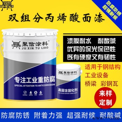 聚信涂料 丙烯酸防腐面漆双组分丙烯酸铁红金属防锈面漆银粉漆钢结构户外可定制颜色油漆 **图5