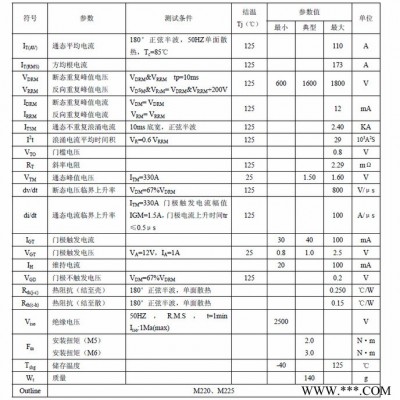 供应杭州国晶MFC110A可控硅整流管混合模块适用于电机软起动、交直流电机控制、各种整流电源、工业加热控制图3