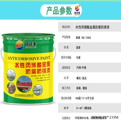 晶佳美金属水性防锈漆防腐蚀不燃20KG彩色涂料油漆自刷栏杆水性漆图3