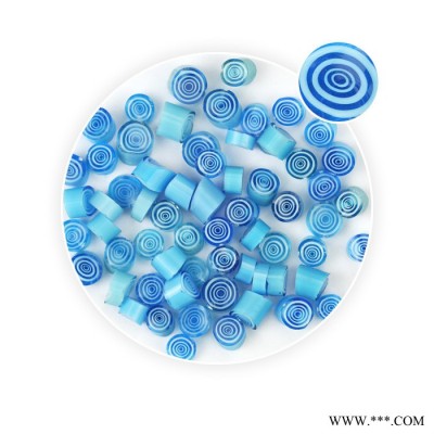 曼德1707006-3-2DIY工具 油漆毛刷500克装彩色热熔玻璃切块蓝色小圈图案微波窑炉玻璃饰品图2