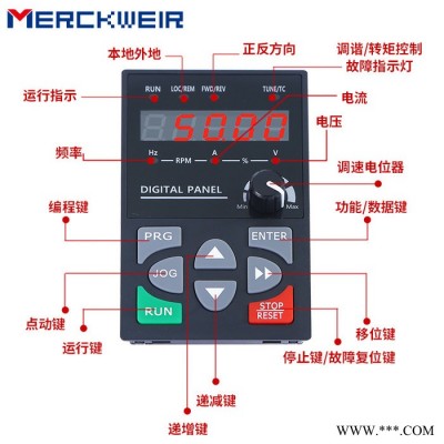 默克韦尔经济型矢量变频器小功率220V重载0.75 KW工业级现货供应量大优惠质保18个月