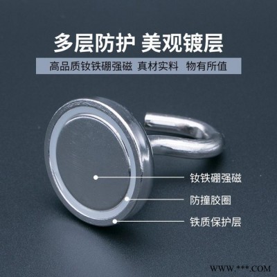 强磁_强力打捞_磁铁挂钩_钕铁硼强力吸铁石_磁棒_带孔大吸盘圆形吊环强磁铁图8
