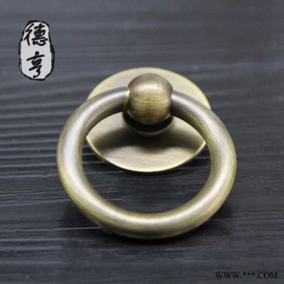 实木家具仿古纯铜拉手 橱柜柜门抽屉黄铜吊环拉手图1