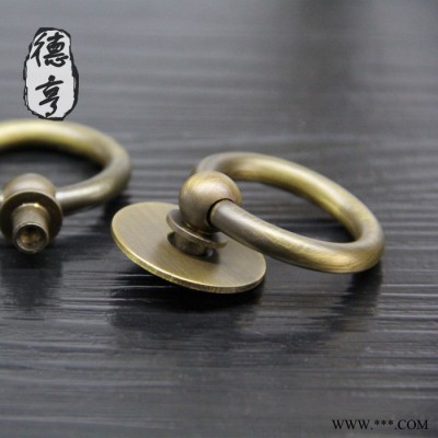 实木家具仿古纯铜拉手 橱柜柜门抽屉黄铜吊环拉手图2