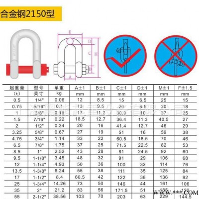 高强度美标D型卸扣带螺母G2150卸扣U型环吊环3.25吨规格有货图2