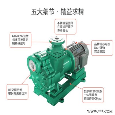 JiangNan/江南 自吸式塑料电动泵 化工自吸酸泵 防爆叶轮泵 ZCQ50-40-125