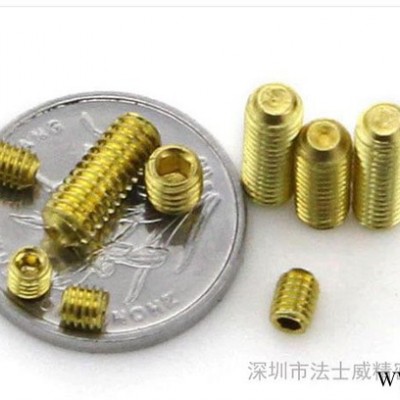 黄铜机米螺丝M3*6进口铜无头内六角紧定顶丝止付DIN913图1