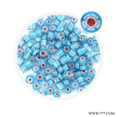 曼德1707006-4-3DIY工具 自动打螺丝机热熔琉璃玻璃切块100克装蓝色五瓣花图案厂家微波窑炉饰品图1