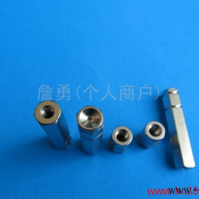 供应铜柱 六角铜柱 H59六角黄铜柱 东莞六角铜柱 深圳六角黄铜柱 电脑螺丝 表面镀镍六角铜柱