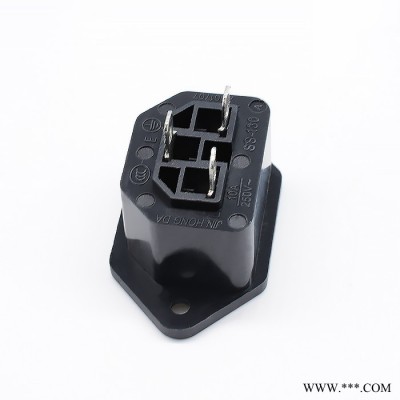 纽系SS-130 AC电源插座 锁式品字母座 器具三孔180度 有耳带螺丝固定 小家电插座图3
