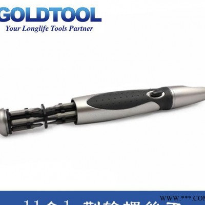 GOLDTOOL神钻台湾精密手动螺丝批 11合1荆轮螺丝刀 多功能螺丝刀图1