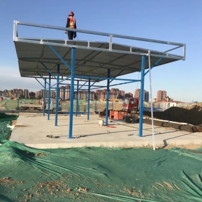 恒启钢筋棚 建筑工地防护棚 木工加工防护棚 配电箱防护棚 双立柱钢筋棚厂家 建筑工地标准化钢筋防护棚图2