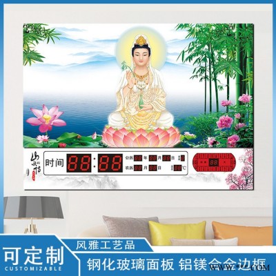 金羽现代简约 电表箱装饰画 遮挡配电箱画带钟表万年历图4
