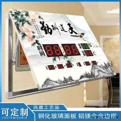 电表箱装饰画带钟表万年历现代简约配电箱遮挡推拉开关盒装饰图3