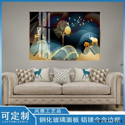 电表箱装饰画免打孔遮挡箱简约抽象晶瓷画北欧竖款竖版客厅多功能配电箱图5