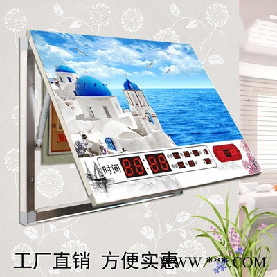 液压电表箱装饰画带钟表 客厅中式简约万年历配电箱推拉遮挡挂画