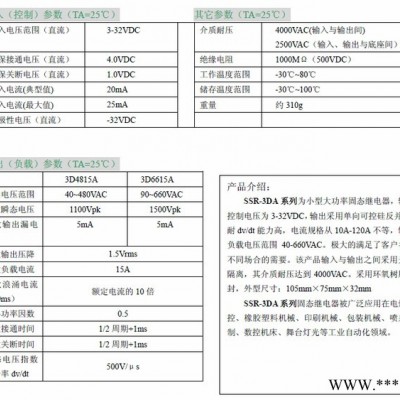 杭州国晶科技固态继电器SSR-3D4815A三相交流**专业质量保证电子控制器件工业自动化控制领域专用图3
