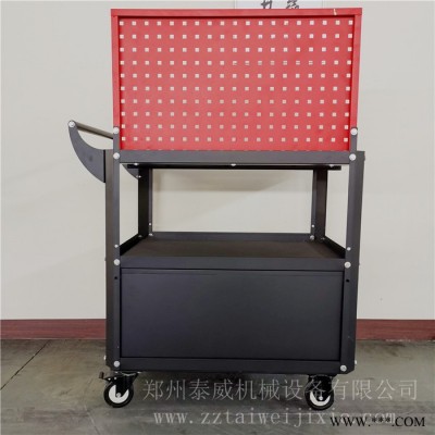 五金工具柜小推车 二抽带方孔挂板带扶手移动工具车 适用于工厂车间物品转移图2