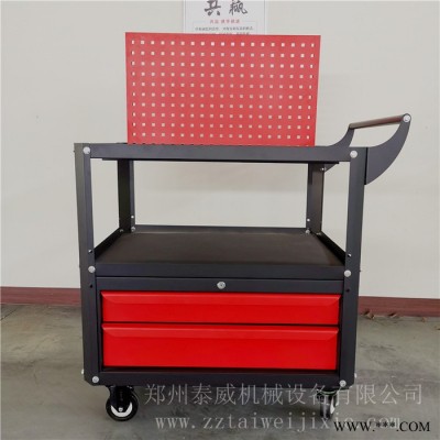 五金工具柜小推车 二抽带方孔挂板带扶手移动工具车 适用于工厂车间物品转移图4