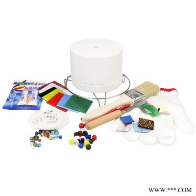 曼德1707006-2-7DIY工具 不锈钢500克装热熔玻璃切块磁扣五金蓝色大圈图案 微波窑炉玻璃图3