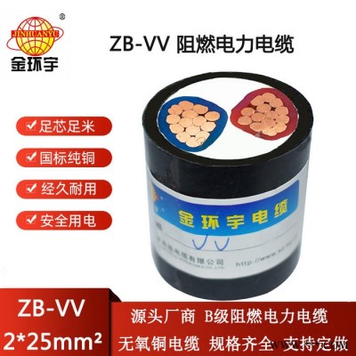 金环宇电线电缆 vv阻燃电缆价格ZB-VV 2X25平方 电力电缆图3