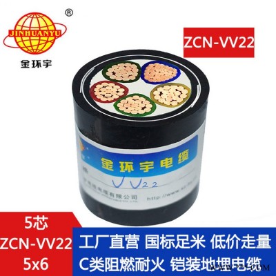 金环宇电缆 c类阻燃耐火电缆ZCN-VV22-5X6平方 vv22电力电缆图5