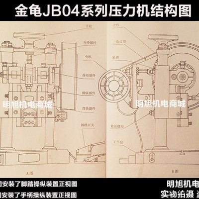 厂家授权 浙江萧山金龟台式压力机 小型双柱原装电动台冲JB04-1T手动/脚踏 现货图5