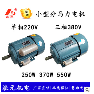 厂家分马力感应电动机250w/370w/550w小型电机单相220v三相380v铜