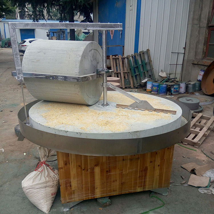 商用型石碾面粉机谷子脱壳加工设备辣椒酱加工石碾子价格